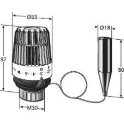 New Patteriventtiilin termostaatti TRV 300, M30, irtoanturi 2m, 6-27°C Patteritermostaatit