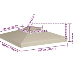 Paviljongin kangaskatto 310g/m² beige 3x3m*FinePRICE Online