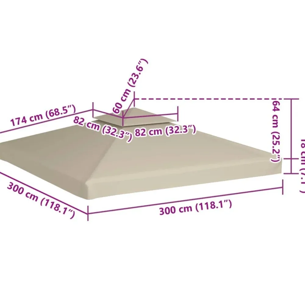 Paviljongin kangaskatto 310g/m² beige 3x3m*FinePRICE Online