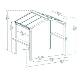 New Paviljonki Austin, 4.3m², 1.8x2.4m, harmaa Paviljongit|Grillikatokset