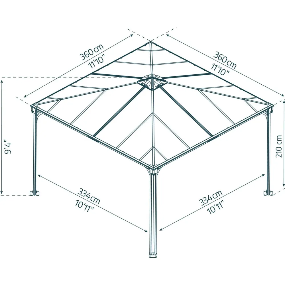 Online Paviljonki Palermo 3600 3,6 x 3,6 m 13 m² harmaa Paviljongit|Paviljongit