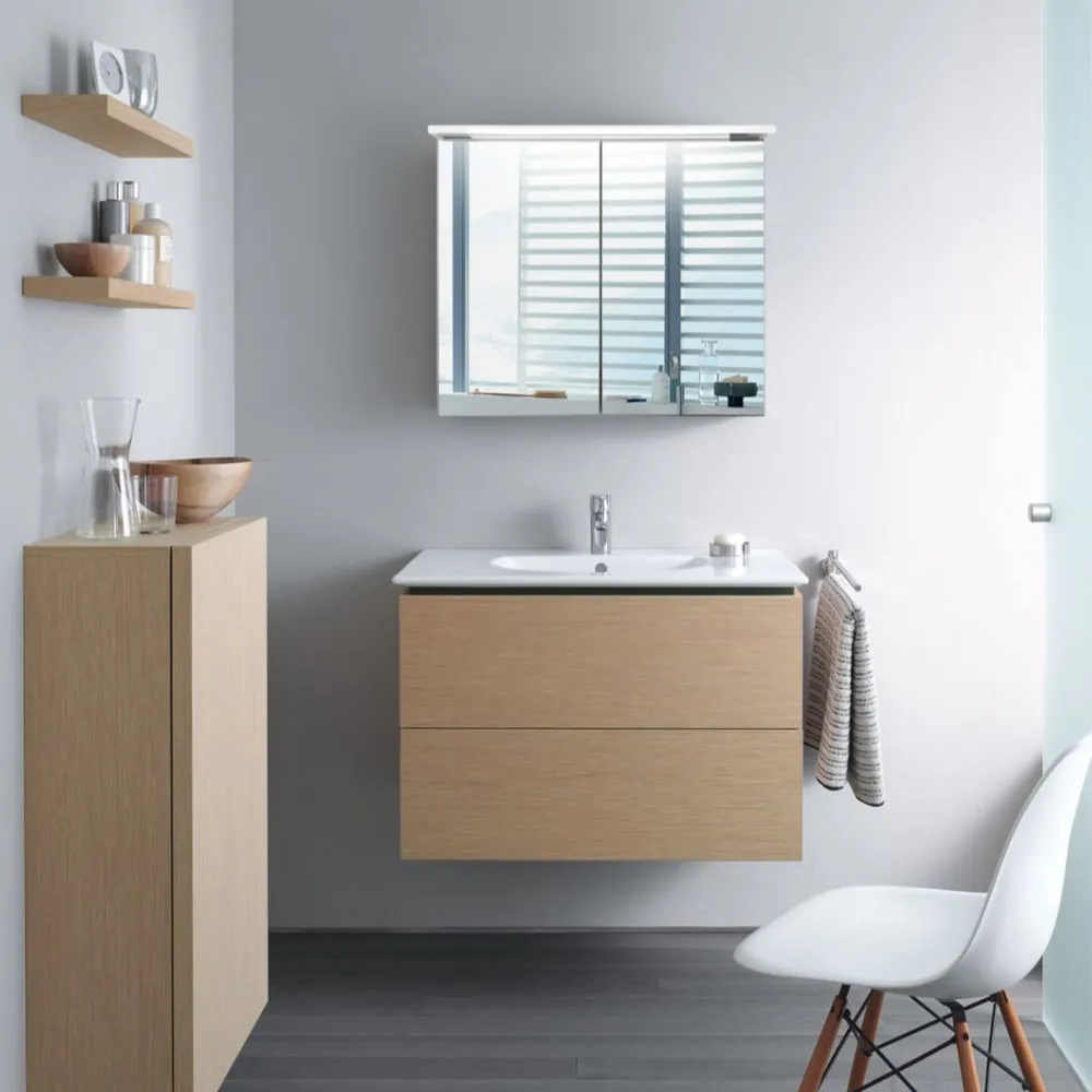 Discount Peilikaappi LED-valaisimella Glänsa 800 mm valkoinen Peilikaapit
