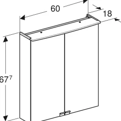 Peilikaappi LED-valolla Option Basic, pistorasia, valkoinen, eri kokoja*Geberit Outlet