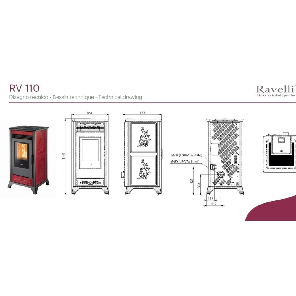 New Pellettitakka RV110 11.5 kW punainen Pellettitakat