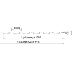 Peltikatto Teräsaalto Standard Crown Matta 0,5 mm tiilikuvio*Weckman Online