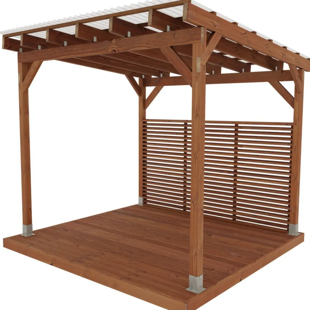 Online Pergola valokatteella, ruskea, eri mittoja Pergolat