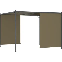 Pergola sisäänvedettävä katto 3x3 m ruskeanharmaa 180 g/m²*FinePRICE New