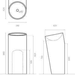 Pesuallas Barros, 390x420mm, mattavalkoinen*Bathco Online