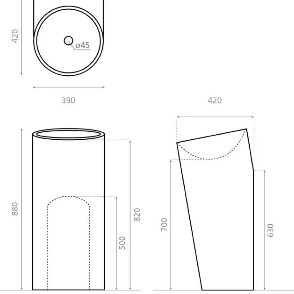 Pesuallas Barros, 390x420mm, mattavalkoinen*Bathco Online