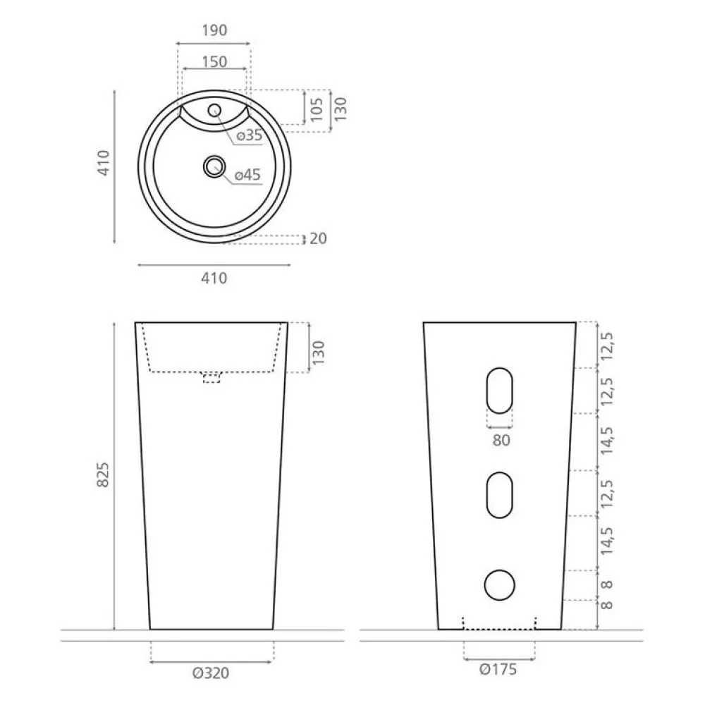 Pesuallas Corrales, Ø410mm, valkoinen*Bathco Hot