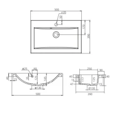 Pesuallas Claudia 50 500x390mm valumarmori valkoinen*Grip Outlet