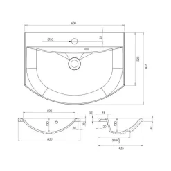 Pesuallas Dali 60 600x435mm valumarmori valkoinen*Grip Discount