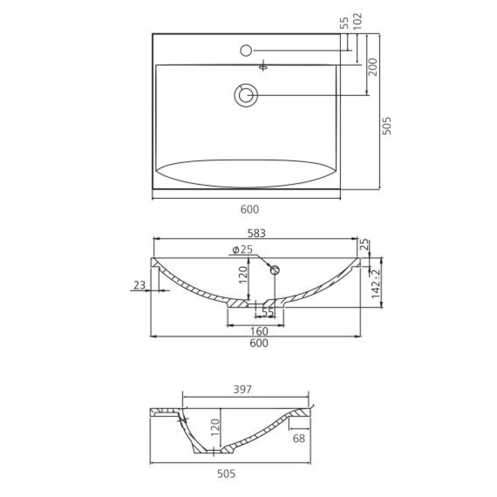 Pesuallas Jojo 60 600x505mm valumarmori valkoinen*Grip Sale