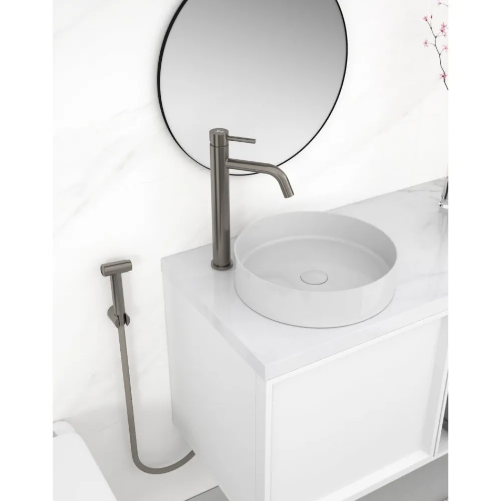Sale Pesuallashana INOX by Q1, korkea malli, bideesuihkulla, gun metal Pesuallashanat