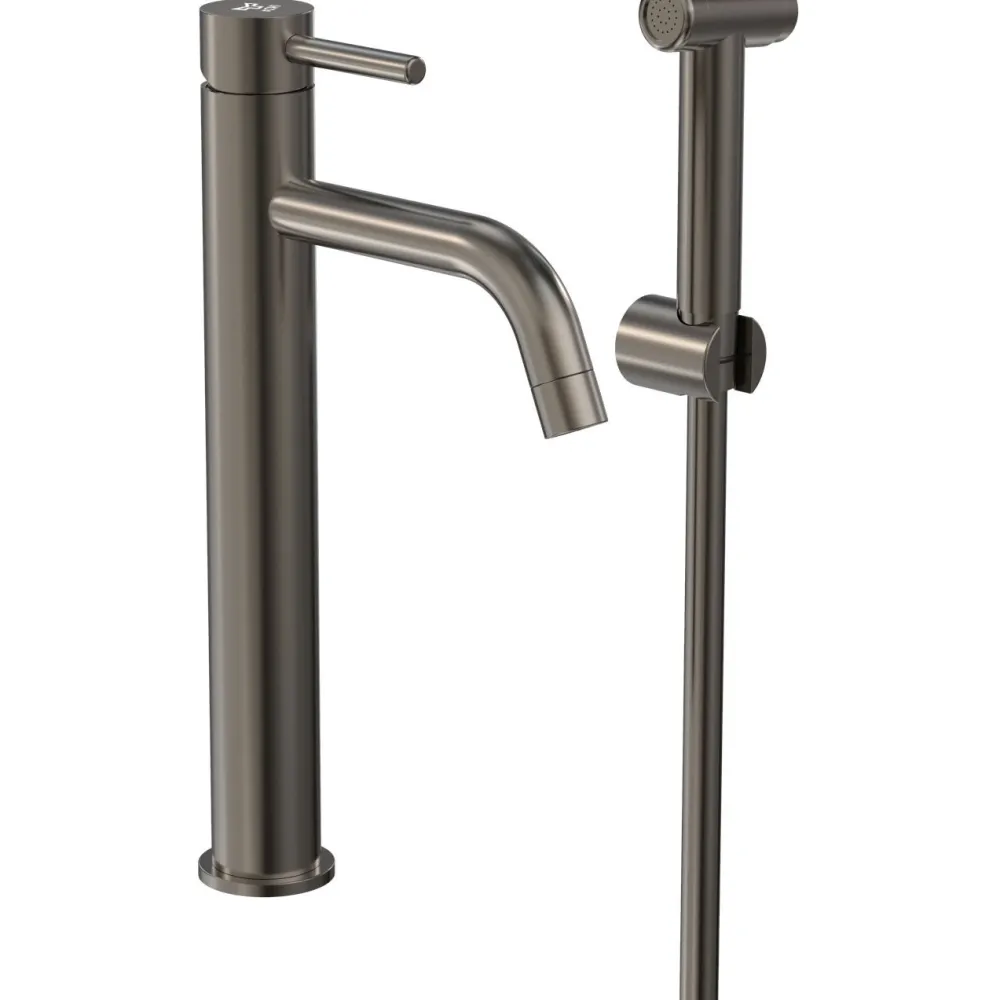 Sale Pesuallashana INOX by Q1, korkea malli, bideesuihkulla, gun metal Pesuallashanat