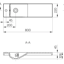 Pesuallas Agos 80x22cx11 cm, vasen/oikea, valkoinen*Interia