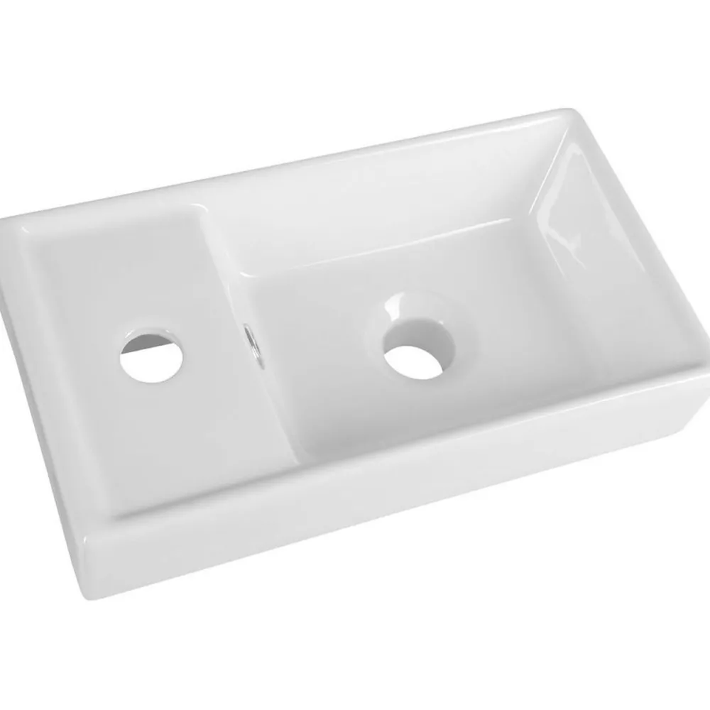 Pesuallas DD4022 400 x 220 mm keraaminen valkoinen vasen*Interia