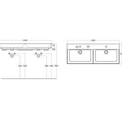 Pesuallas Kare 1200 x 460 mm kaksialtainen valkoinen*Interia Clearance
