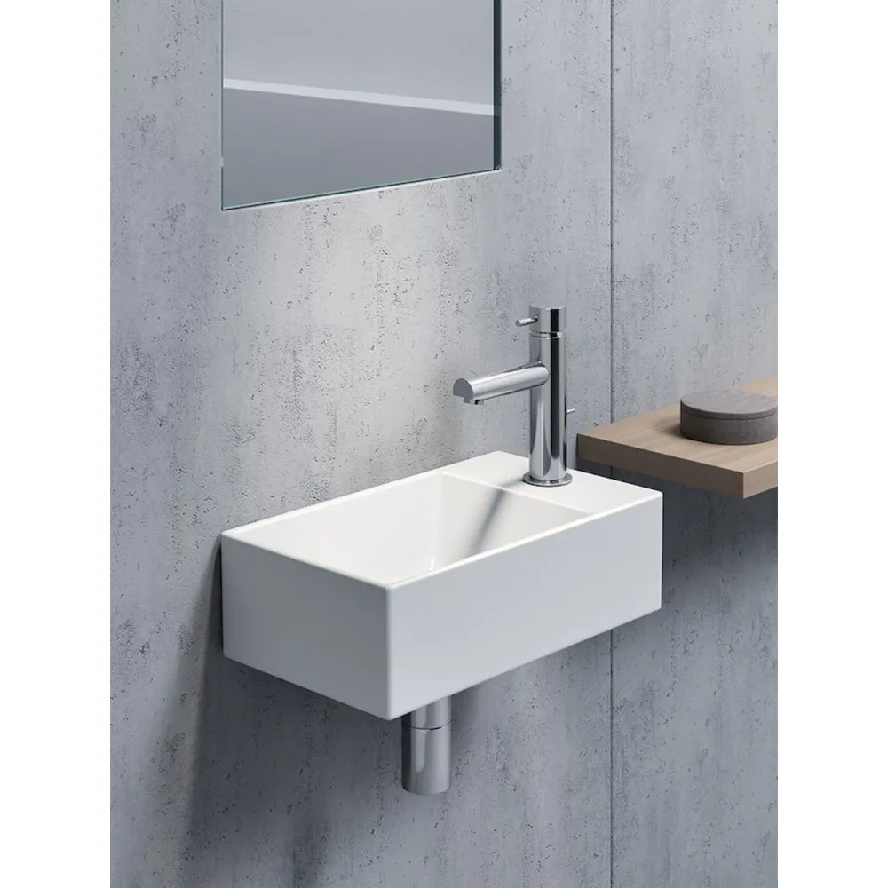Best Pesuallas Kube X 400x230 mm, hanareiällä, oikea/vasen, valkoinen Seinään Kiinnitettävät Altaat|Pesualtaat Tason Päälle