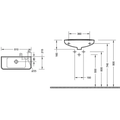 Pesuallas 10TP70051 valkoinen seinään kiinnitettävä 510 X 220 X 160 mm*Interia Online
