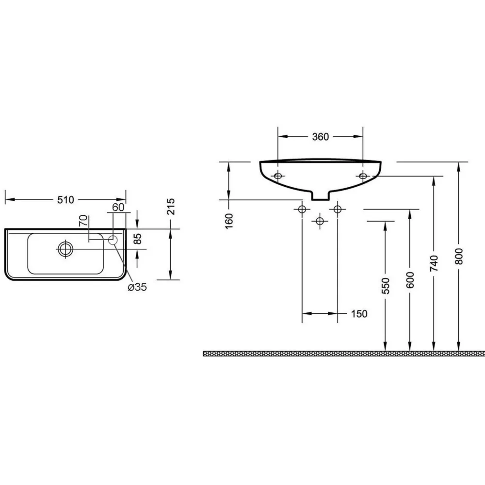 Pesuallas 10TP70051 valkoinen seinään kiinnitettävä 510 X 220 X 160 mm*Interia Online