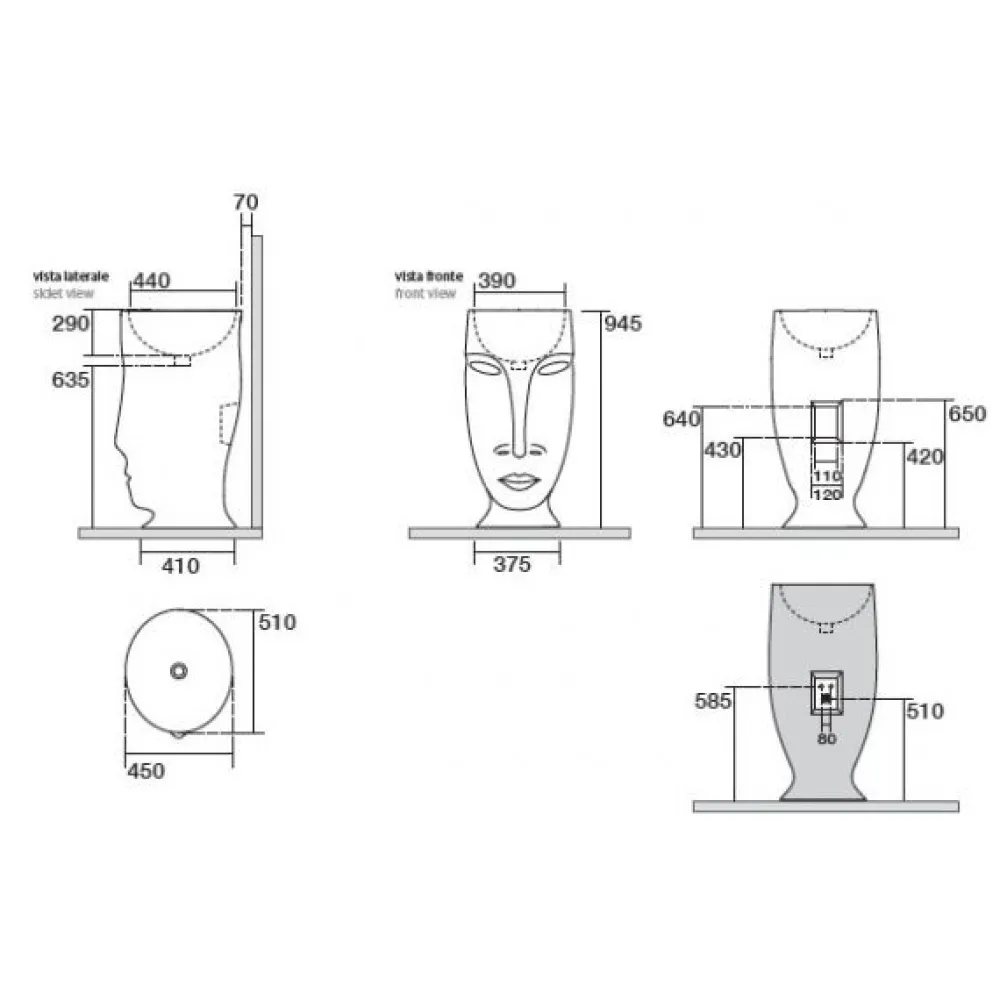 Pesuallas Design Moloco 390x440mm valkoinen*Kerasan