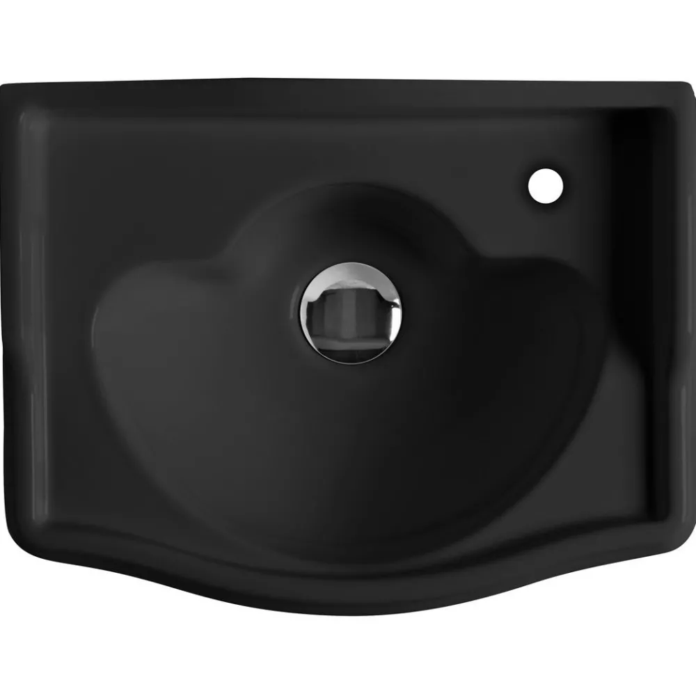 Best Pesuallas Retro 41x32 cm, hanareikä oikealla, mattamusta Pienet Pesualtaat