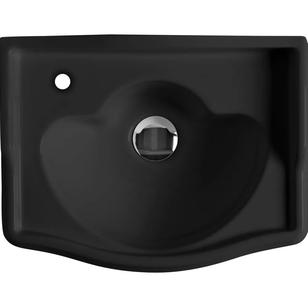 Outlet Pesuallas Retro, 41x30 cm, hanareikä vasemmalla, mattamusta Pienet Pesualtaat