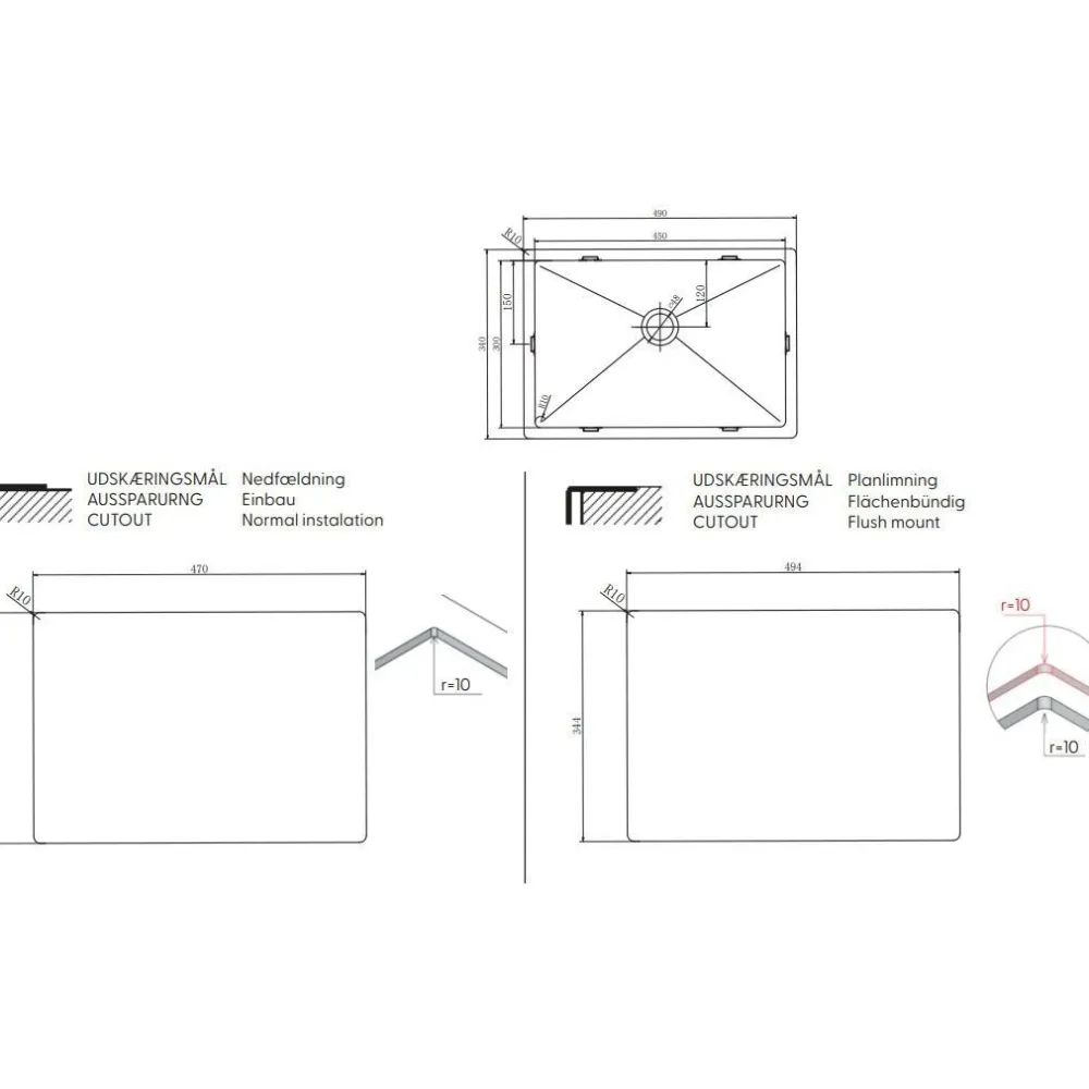 Pesuallas Low PVD, 450x340mm, pop-up-pohjaventtiilillä, eri värejä*Lavabo