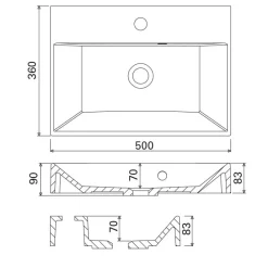 Discount Pesuallas Ranta, 500x360 mm, valkoinen Pesualtaat Tason Päälle