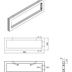 Pesualtaan kannatin , 490x150x20mm, eri värejä*Interia Outlet