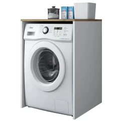 Pesukonekaappi KD103, pähkinäpuu/valkoinen*Linento Furniture Discount