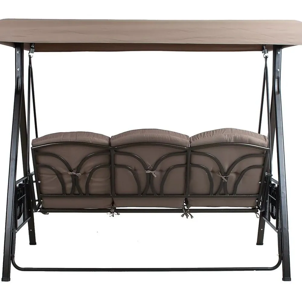 Pihakeinu Franco, katoksella, 3-istuttava, ruskea*Home4you Discount