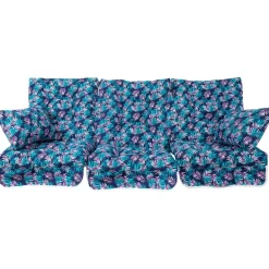Pihakeinun pehmusteet ROMA 108x56x10 cm, 3 kpl, lehtikuosi, sininen*Home4you Sale