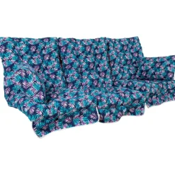 Pihakeinun pehmusteet ROMA 108x56x10 cm, 3 kpl, lehtikuosi, sininen*Home4you Sale