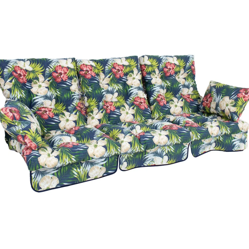 Pihakeinun pehmuste ROMA 108x56x10 cm, tumma kukkakuosi, 3-osainen, musta*Home4you Sale