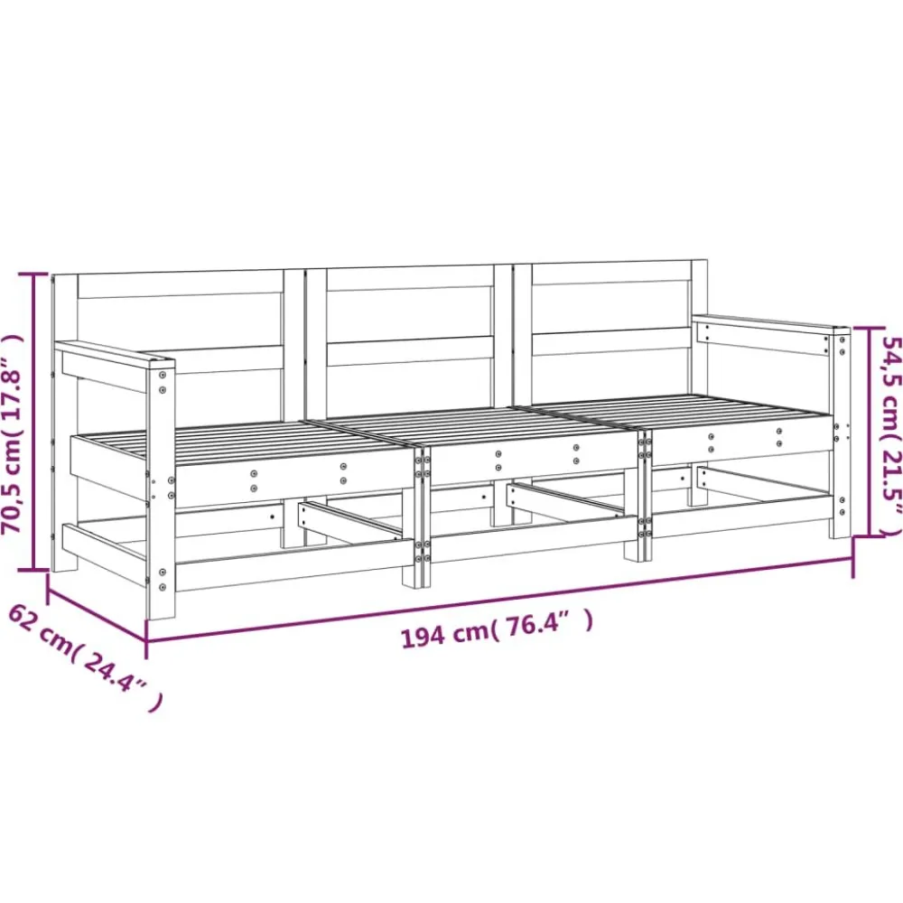 Discount Pihan sohvasarja musta, mänty, 3 osaa Ulkosohvat