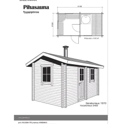Outlet Pihasauna Kuutsalo, 8.7m², puuvalmis Saunamökit