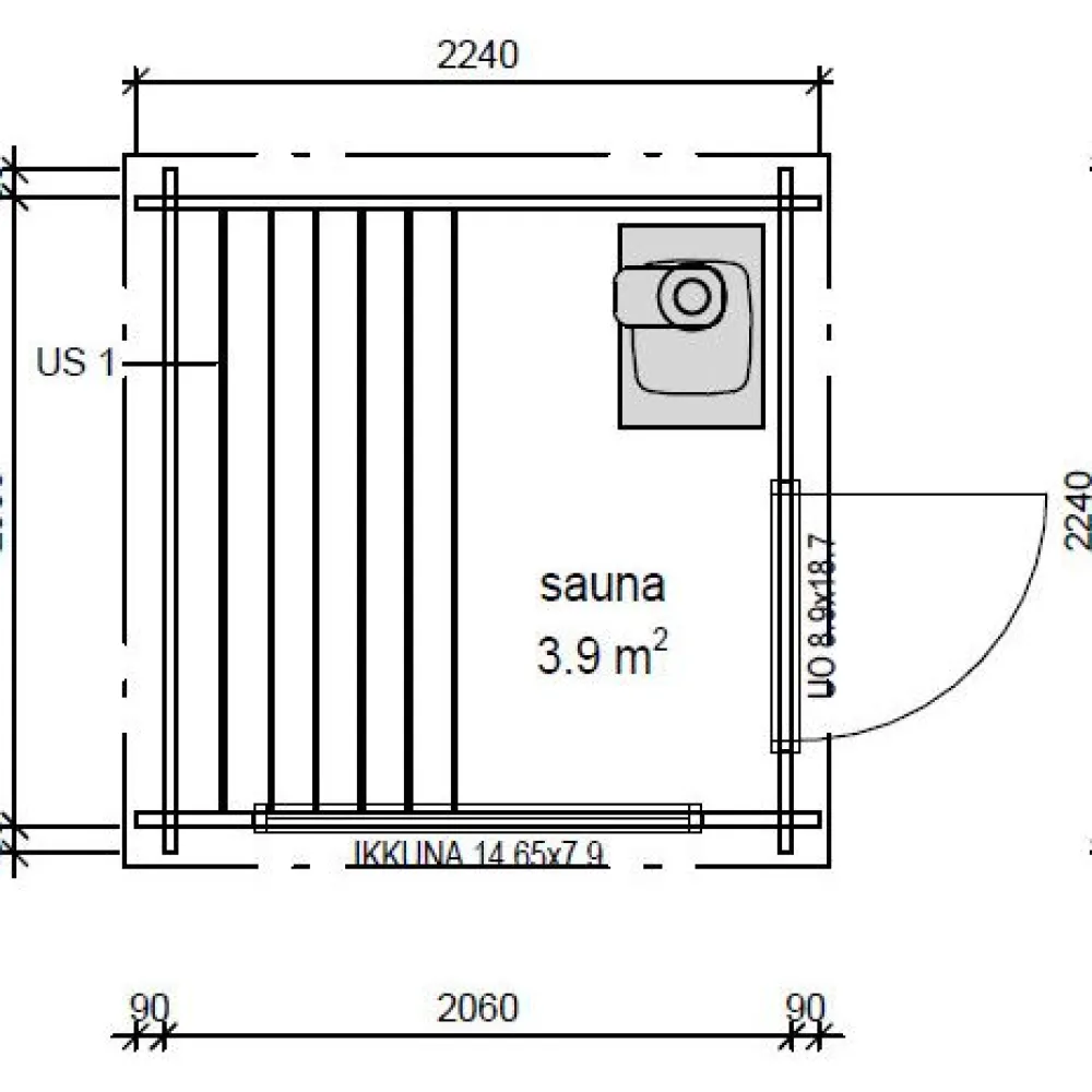 Discount Pihasauna Kuutio, 4.2m², pulpettikatto Saunamökit