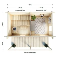 Pihasauna 729-2 Kihu/Sauna 8 13,2 m²*Luoman Lillevilla