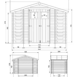 Pihavaja polttopuukatoksella M391, 5.47m², eri vaihtoehtoja*Timbela Online