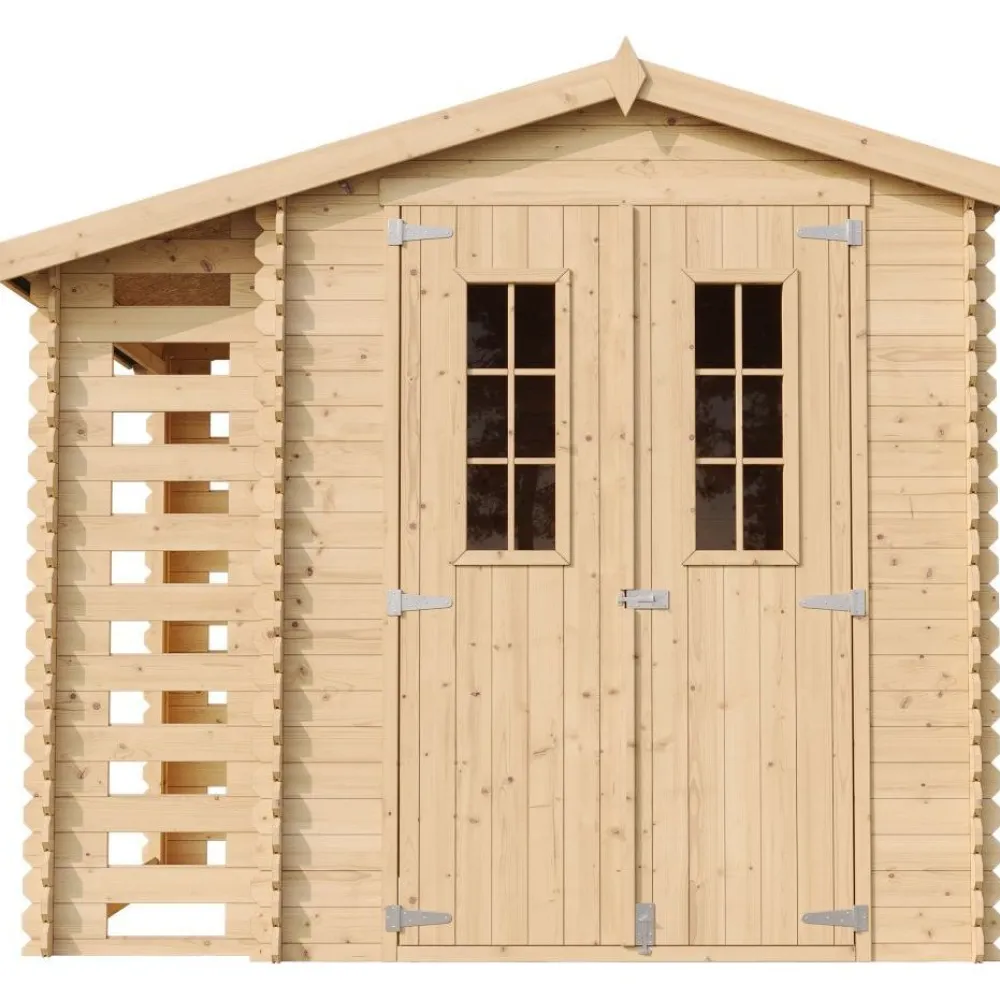 Pihavaja polttopuukatoksella M386C, 4.47m², eri vaihtoehtoja*Timbela Online
