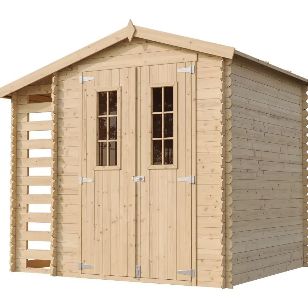 Pihavaja polttopuukatoksella M386C, 4.47m², eri vaihtoehtoja*Timbela Online