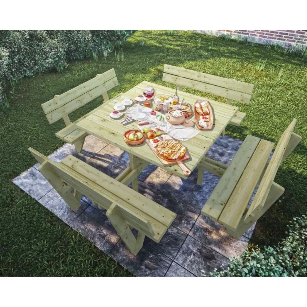 Best Piknik pöytäryhmä Arthur 274x274 cm vihreä Ruokailuryhmät Ulos