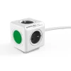 Pistorasia PowerCube Extended + Switch 1,5m 4-osainen + katkaisija vihreä/valkoinen*Allocacoc