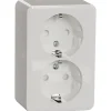 Pistorasia Exxact, 2-osainen, pinta-asennus, IP21, ruuviliitos, haaroitettava, valkoinen*Schneider Electric Clearance