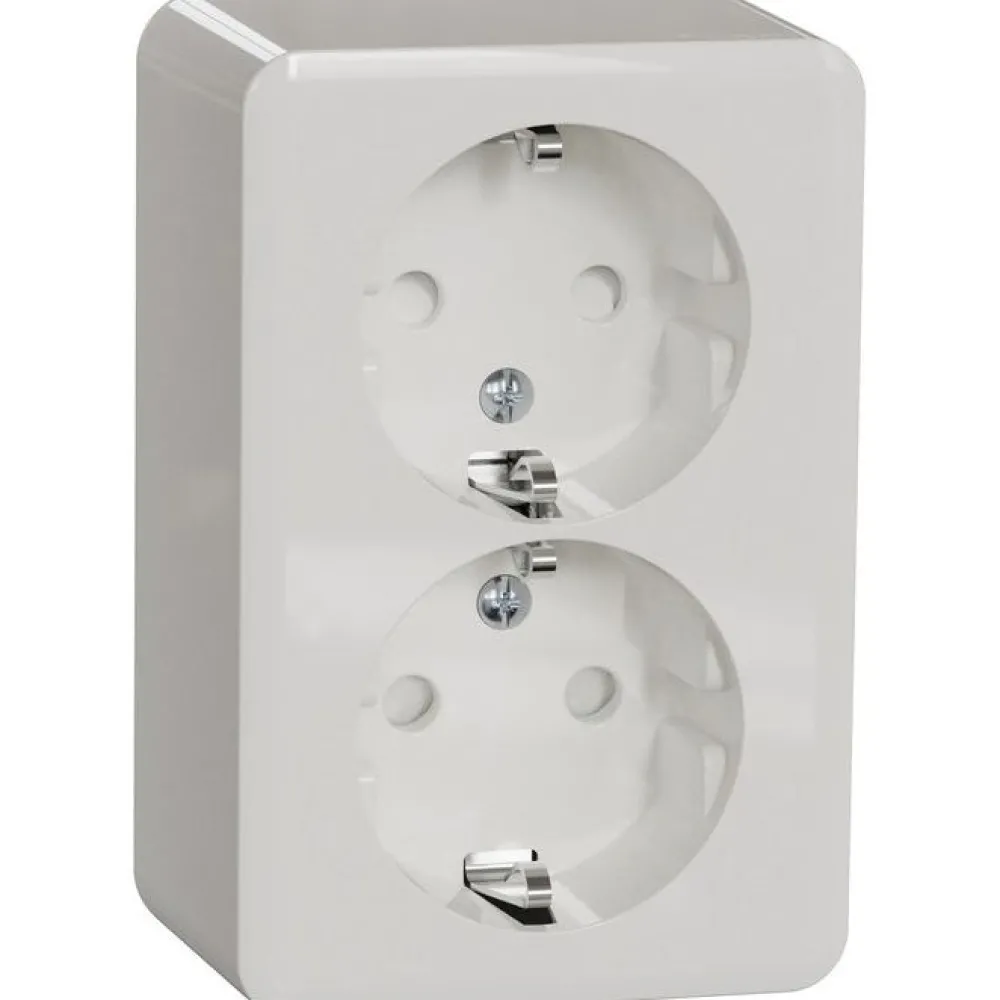Pistorasia Exxact, 2-osainen, pinta-asennus, IP21, ruuviliitos, haaroitettava, valkoinen*Schneider Electric Clearance
