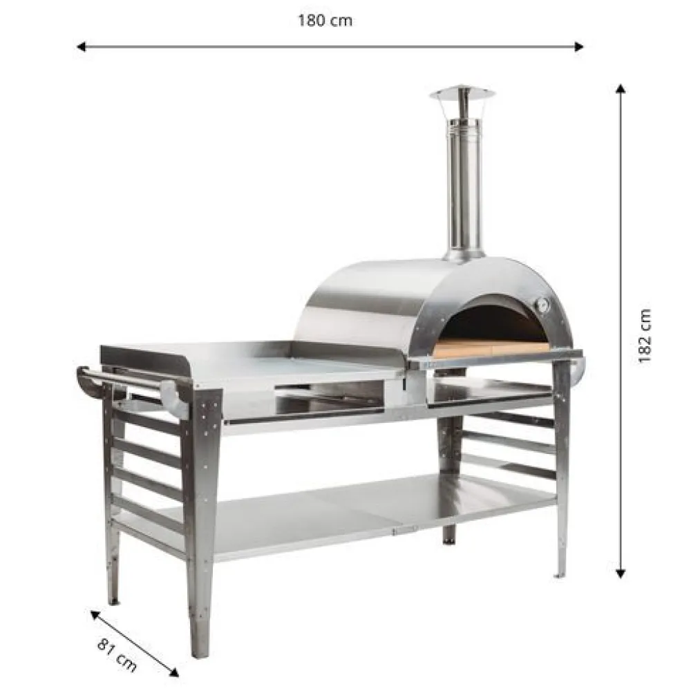 Pizzauuni Pizzo XL Inox, pöydällä, , 180x81x182cm*GrillSymbol Discount