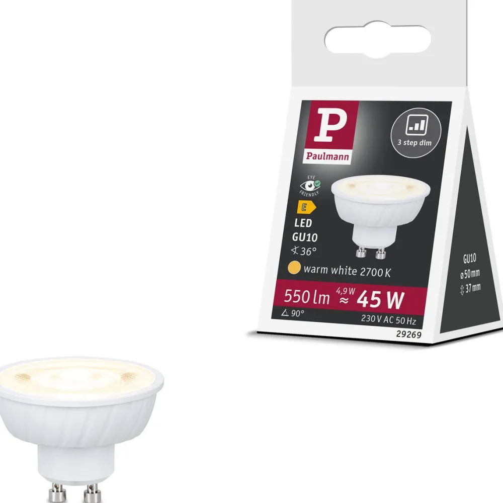 Hot Polttimo Standard 230V LED Reflector GU10 Flat 37mm, 3-Step-Dim, valkoinen, eri vaihtoehtoja Lamput Ja Polttimot