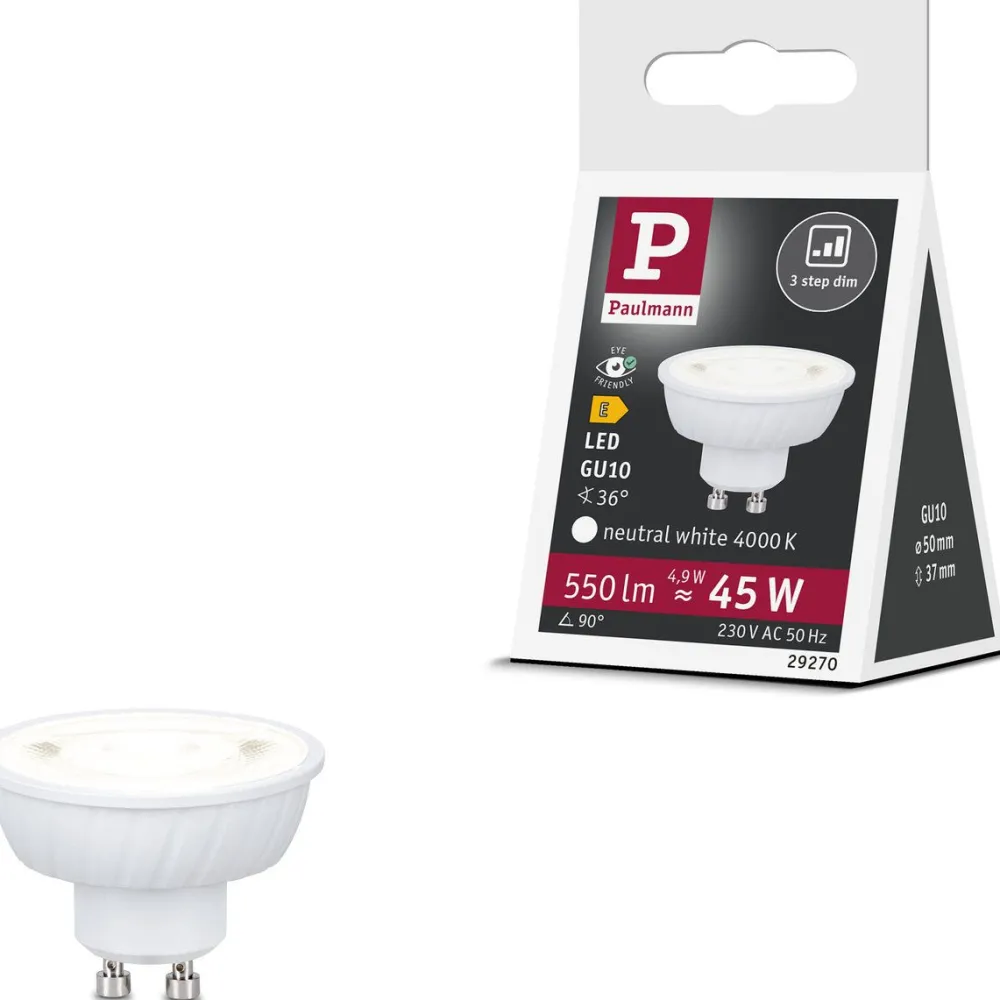 Hot Polttimo Standard 230V LED Reflector GU10 Flat 37mm, 3-Step-Dim, valkoinen, eri vaihtoehtoja Lamput Ja Polttimot